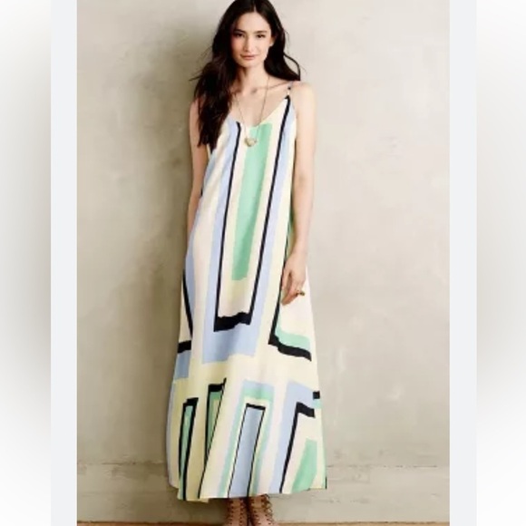 Anthropologie Maeve Spaghetti Strap Scarf Print Maxi Dress - XS - Picture 1 of 12